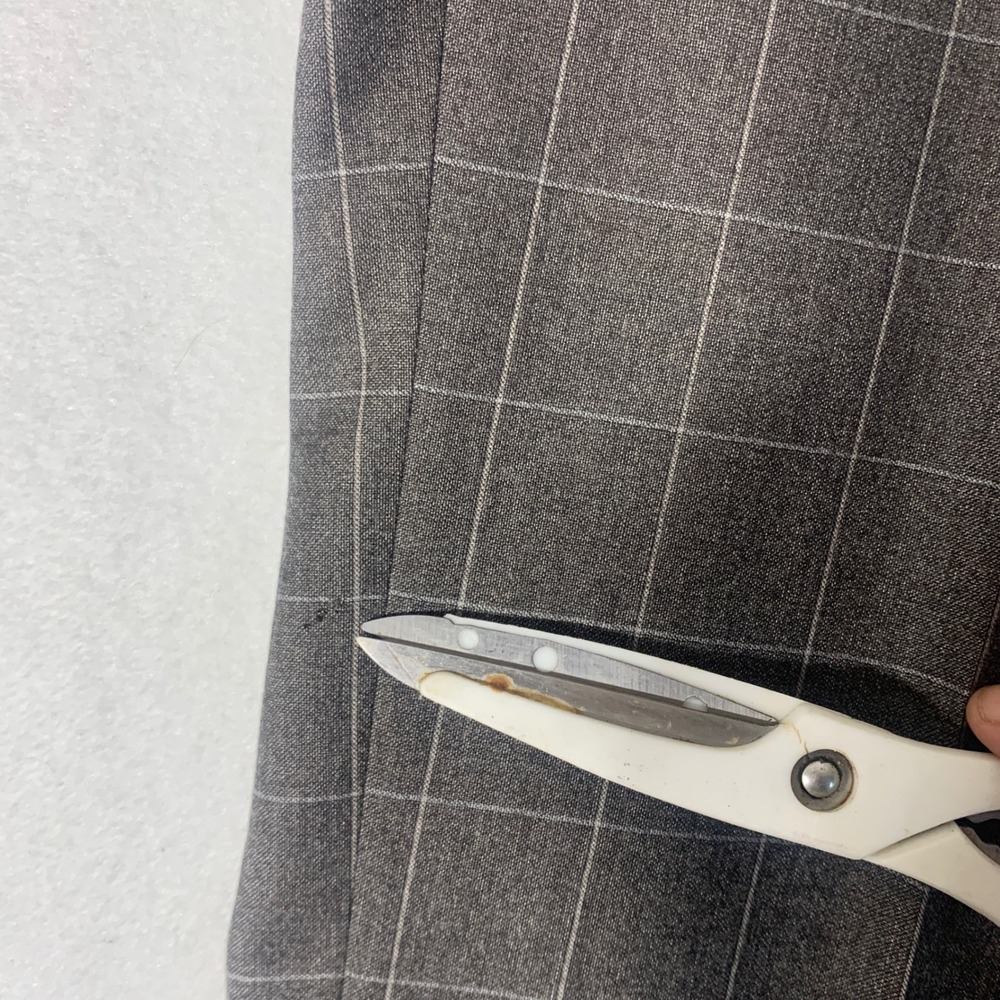 Zanella Todd Super 130s Wool Dress Pants 40x30 Gray Pleated Windowpane Italy - Picture 14 of 15